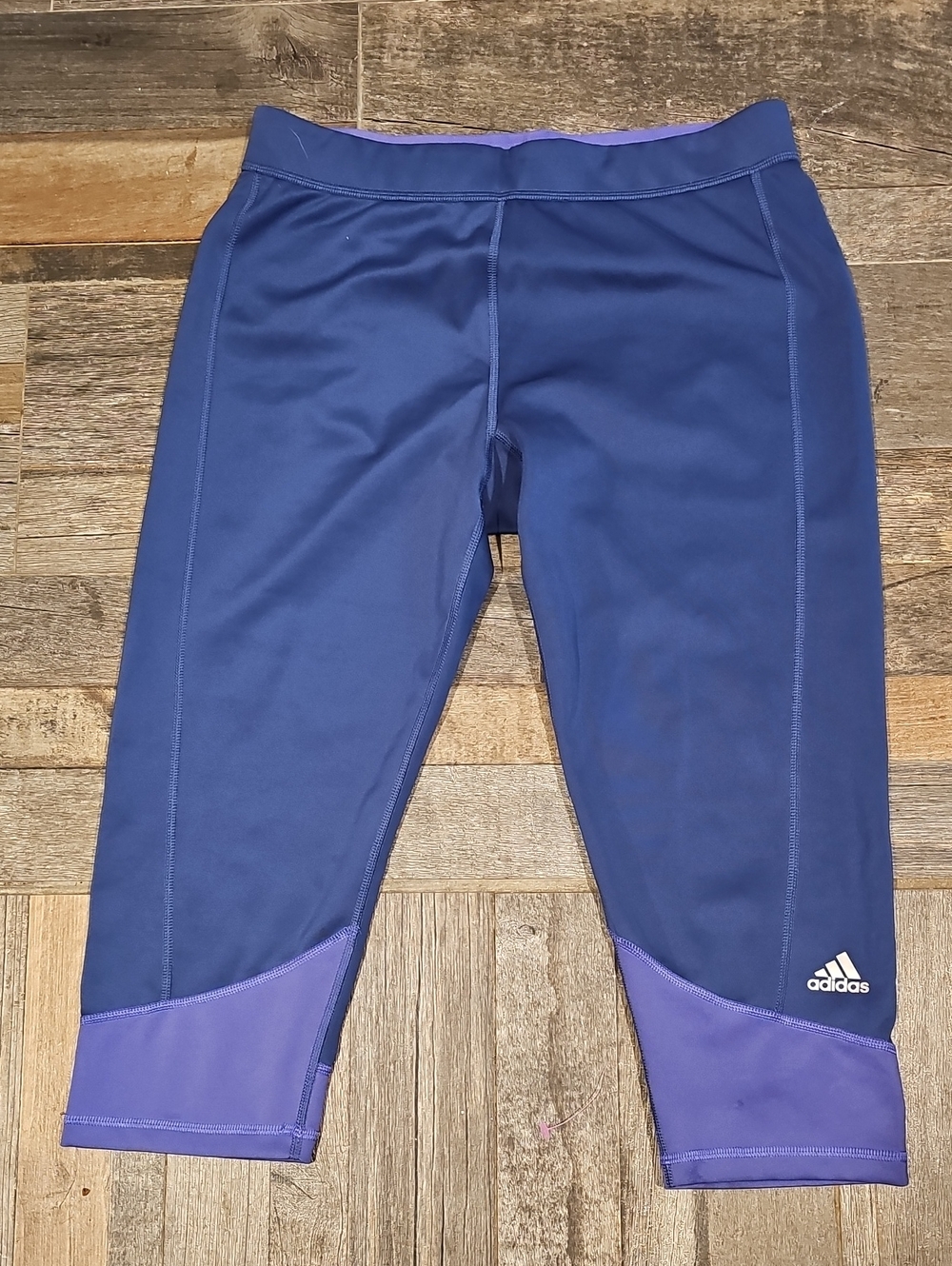 adidas Navy and Purple Women' Athletic Capri Leggings
